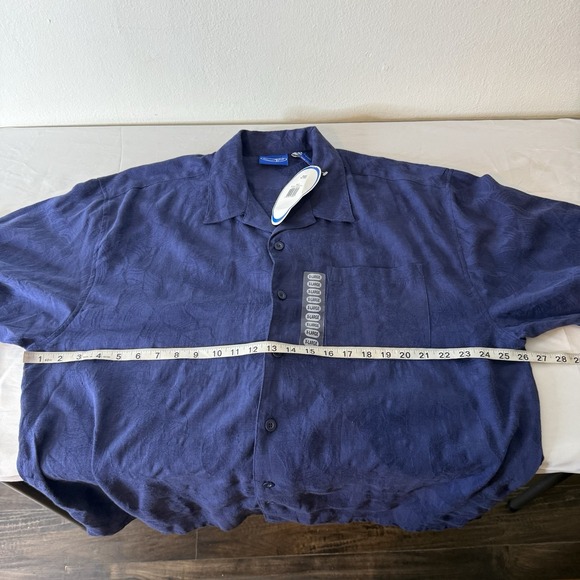 New OP Ocean Pacific Blue Leaf Tropical Short Sleeve Aloha Shirt Mens XL - Picture 8 of 10